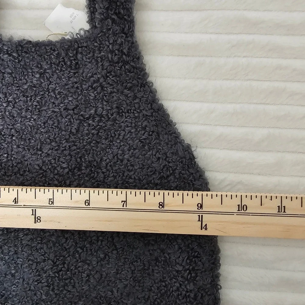 Zara Baby Textured Fuzzy Knit Overalls 1-3M Charcoal Gray Scandinavian Cozy